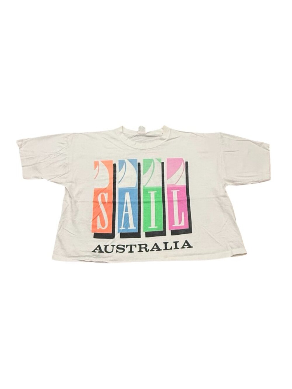 Vintage 1980s Signal Mega-T “Sail Australia” Cropped Single Stitch T-Shirt Made